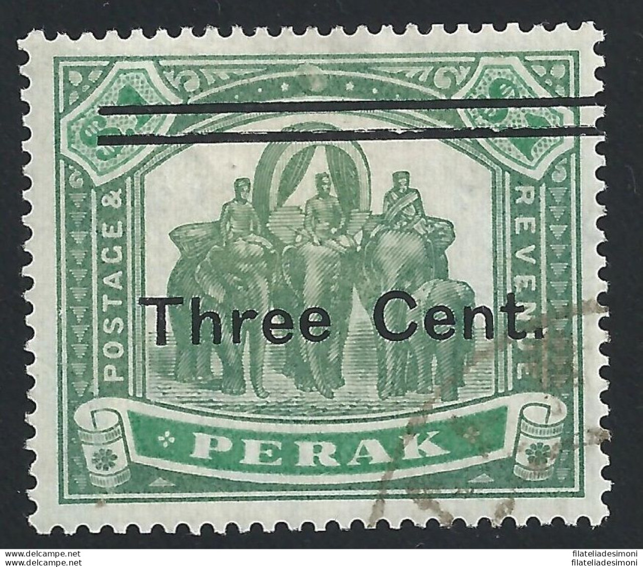 1900 Malaysian States PERAK - SG 86 3c. On 1$ Green  USED - Otros & Sin Clasificación