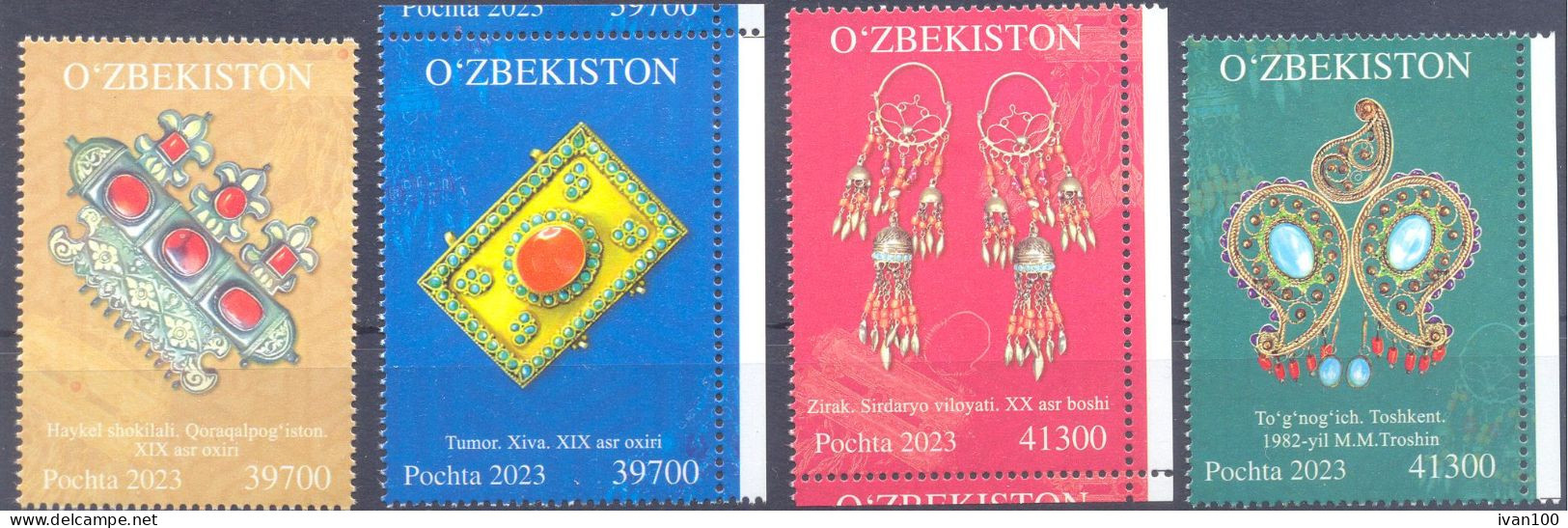 2024. Uzbekistan, Historical Jewerly Of Uzbekistan, 4v, Mint/** - Ouzbékistan