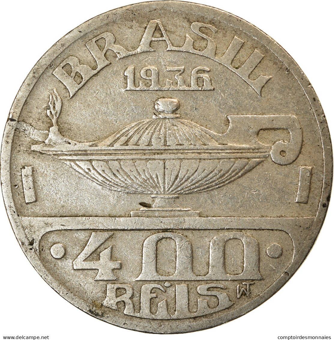 Monnaie, Brésil, 400 Reis, 1936, TTB, Copper-nickel, KM:539 - Brasile