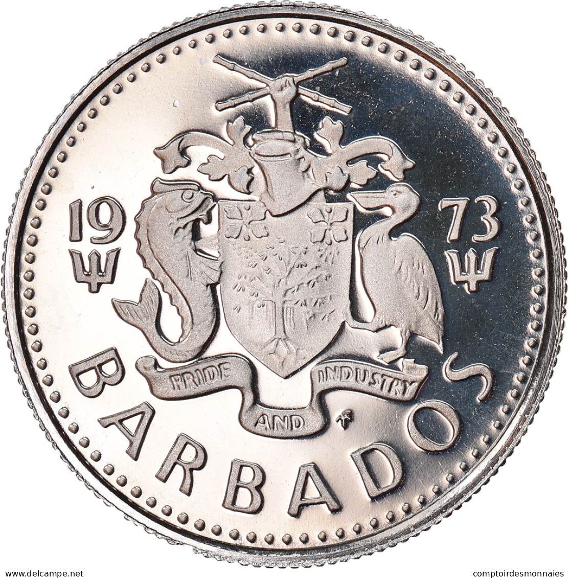 Monnaie, Barbados, 10 Cents, 1973, Franklin Mint, FDC, Copper-nickel, KM:12 - Barbades