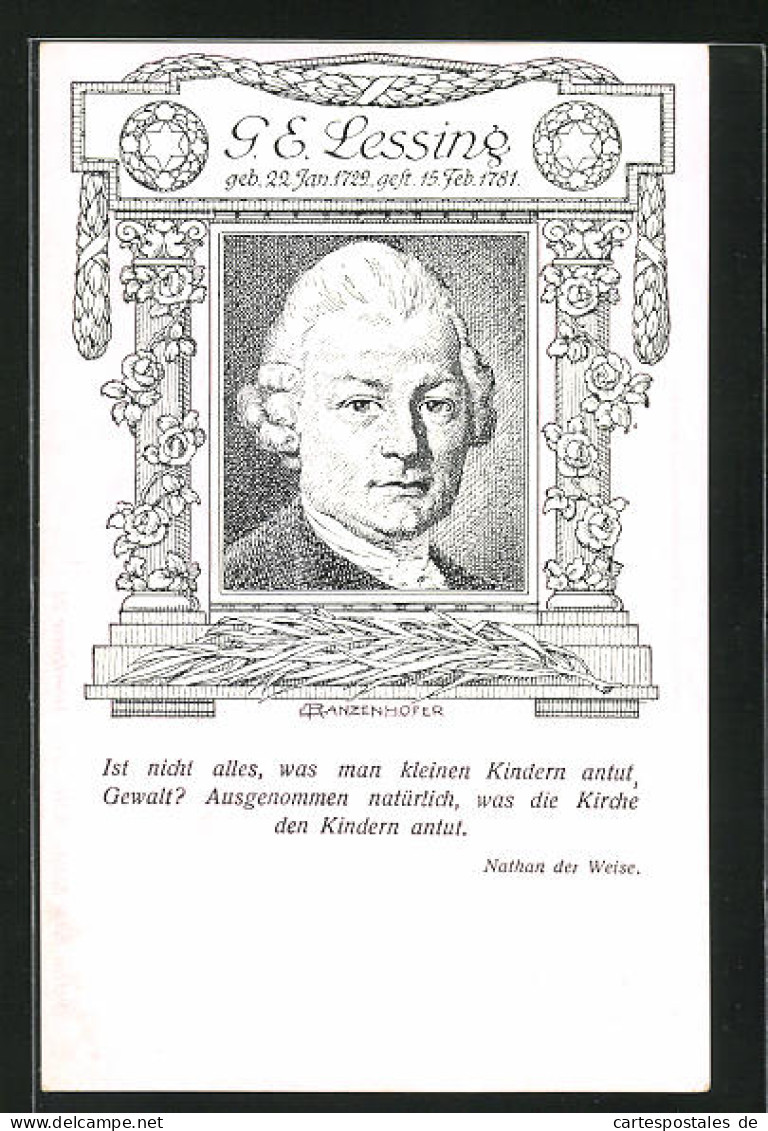 Künstler-AK Gotthold Ephraim Lessing, Bedeutender Dichter Der Deutschen Aufklärung  - Schriftsteller