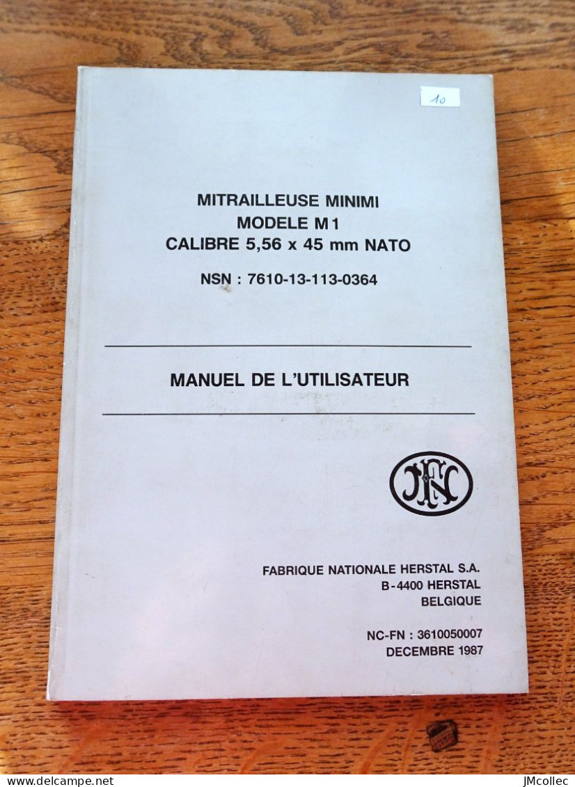 Livre «Mitrailleur Minimi Modèle M1, Calibre 5,56 X 45 Mm NATO : Manuel De L'utilisateur» - Non Classés