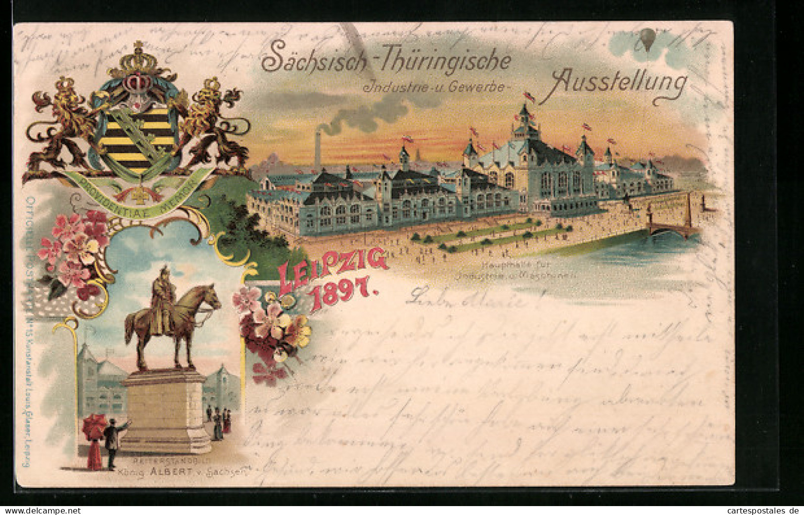 Lithographie Leipzig, Sächsisch-Thüringische Industrie & Gewerbe Ausstellung 1897, Haupthalle Für Industrie U. Masc  - Exhibitions