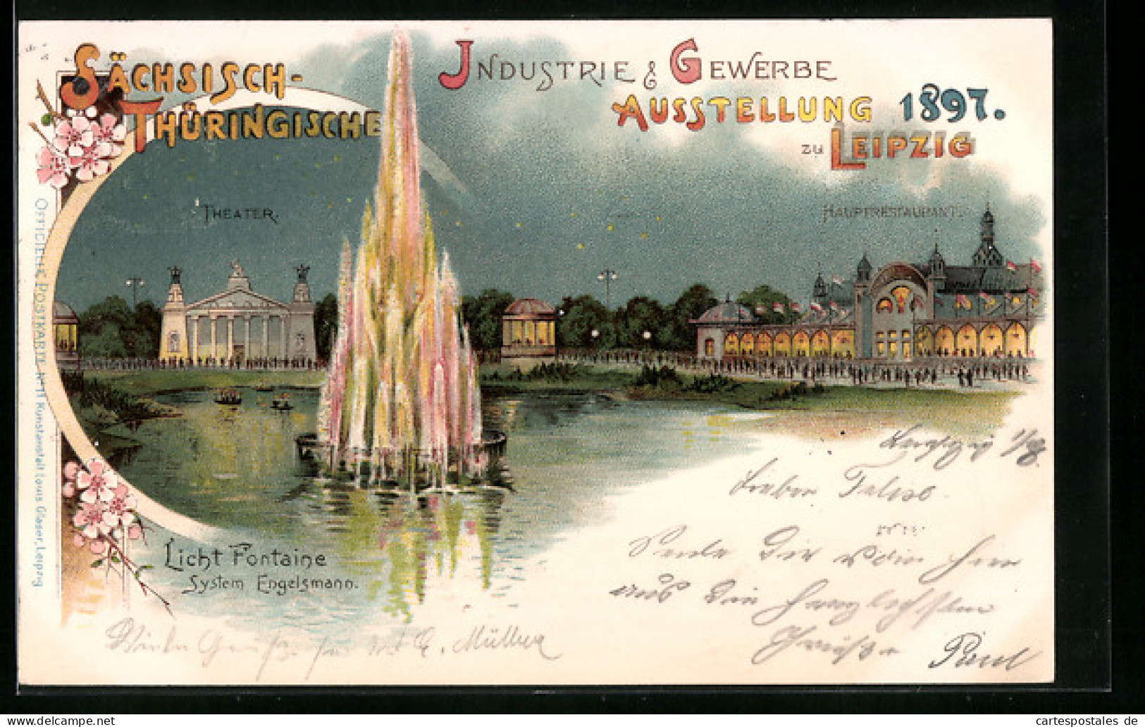 Lithographie Leipzig, Sächs.-Thürig. Industrie & Gewerbe Ausstellung 1897, Licht-Fontaine  - Exhibitions