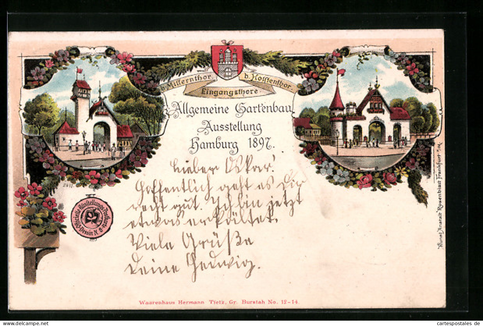 Lithographie Hamburg, Allgemeine Gartenbau-Ausstellung 1897  - Exhibitions