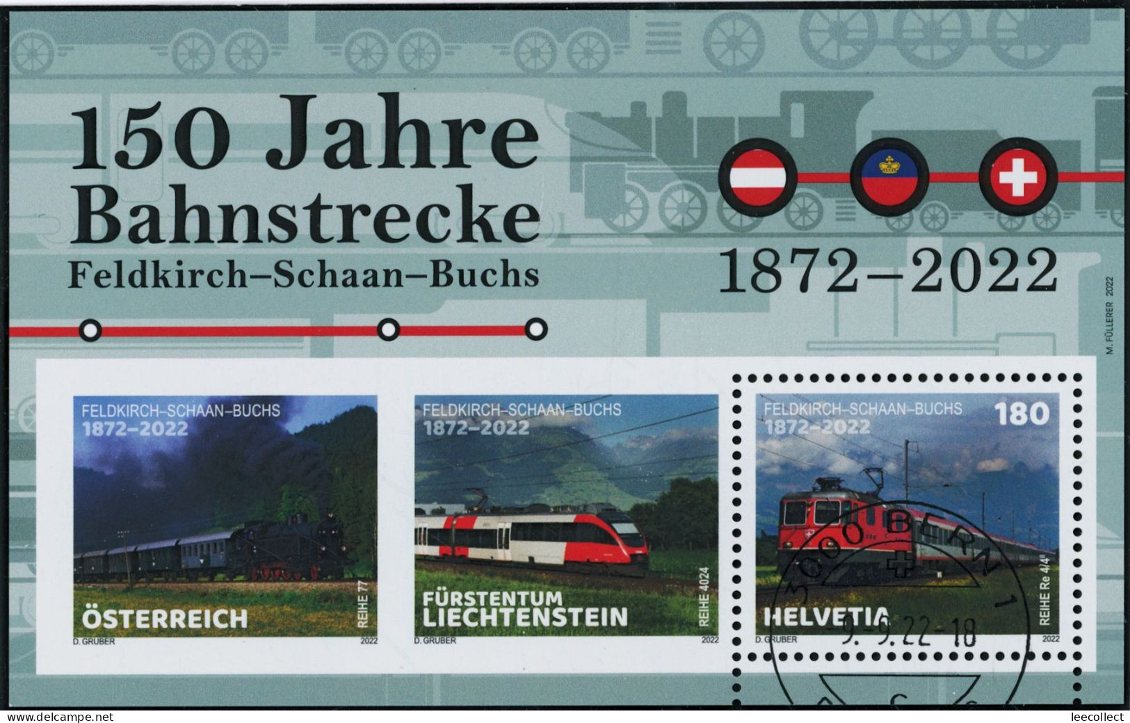 Suisse - 2022 - Bahnstrecke A•FL•CH - Block - Ersttag Stempel ET - Used Stamps