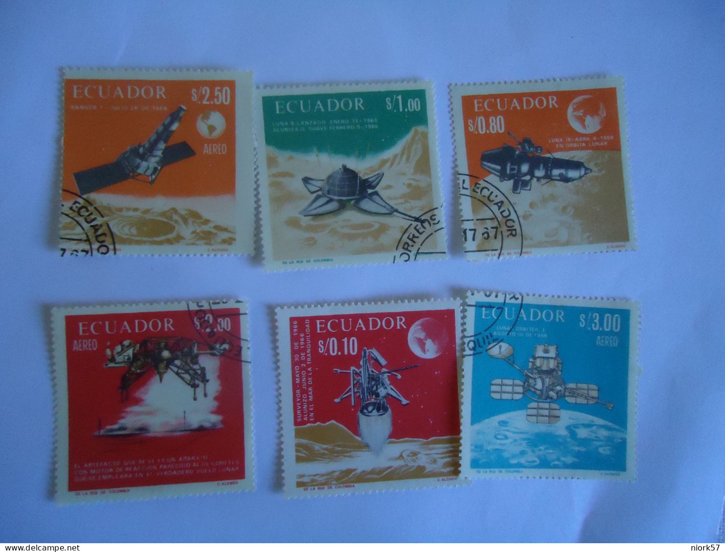 ECUADOR USED 6  STAMPS  SPACE PLANET - Andere & Zonder Classificatie