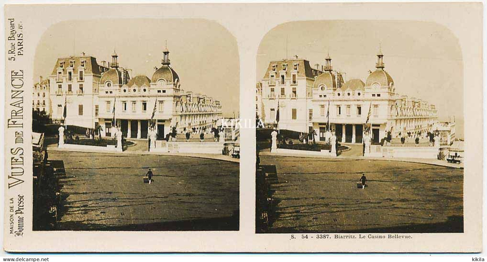 Photo Stéréoscopique 7,3x7,4cm Carte 17x8,7 Cm S.54 - 3387 BIARRITZ, Le Casino Bellevue. - Stereo-Photographie