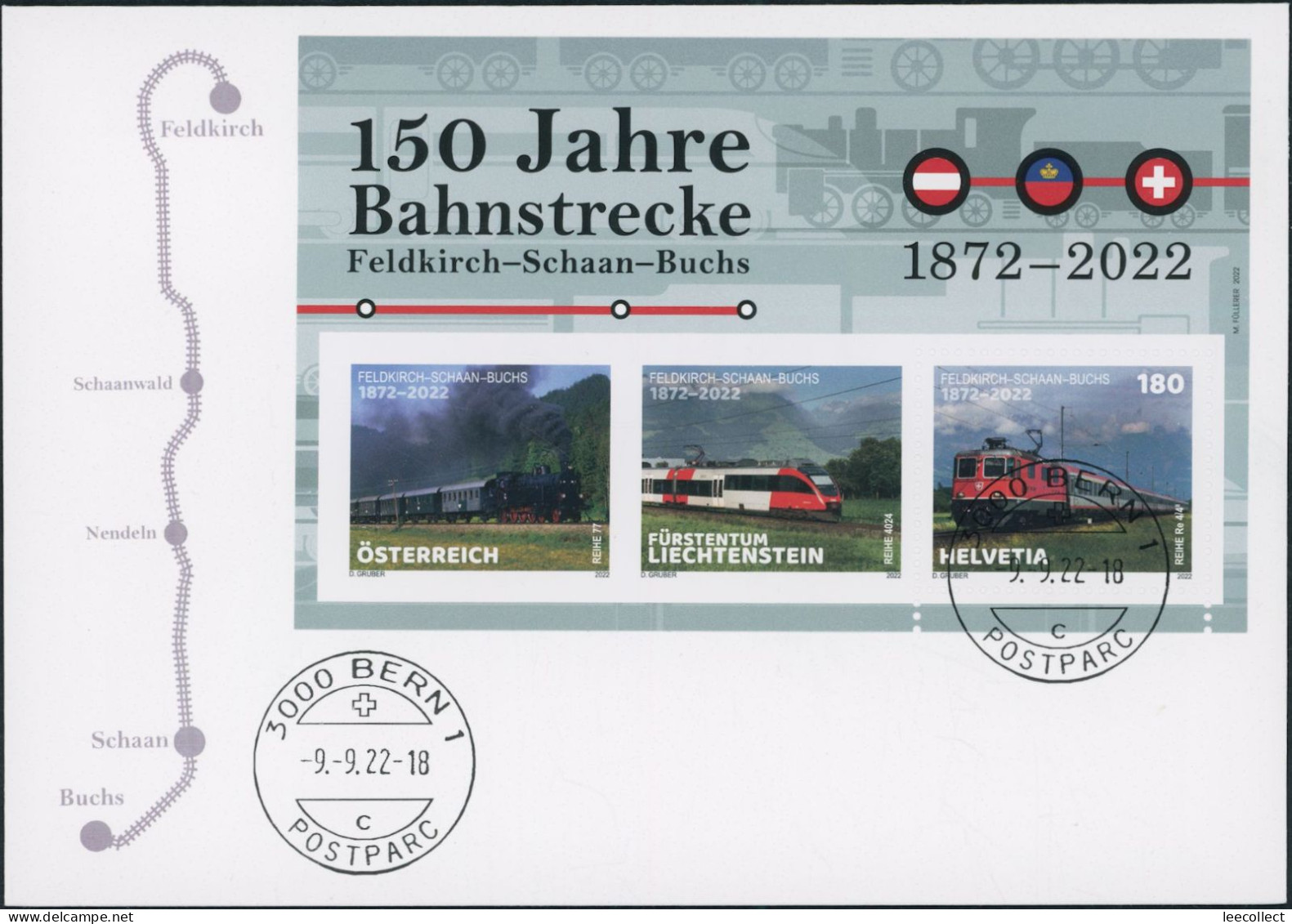 Suisse - 2022 - Bahnstrecke A•FL•CH - Block - Ersttagsbrief FDC ET - Ersttag Voll Stempel - Briefe U. Dokumente