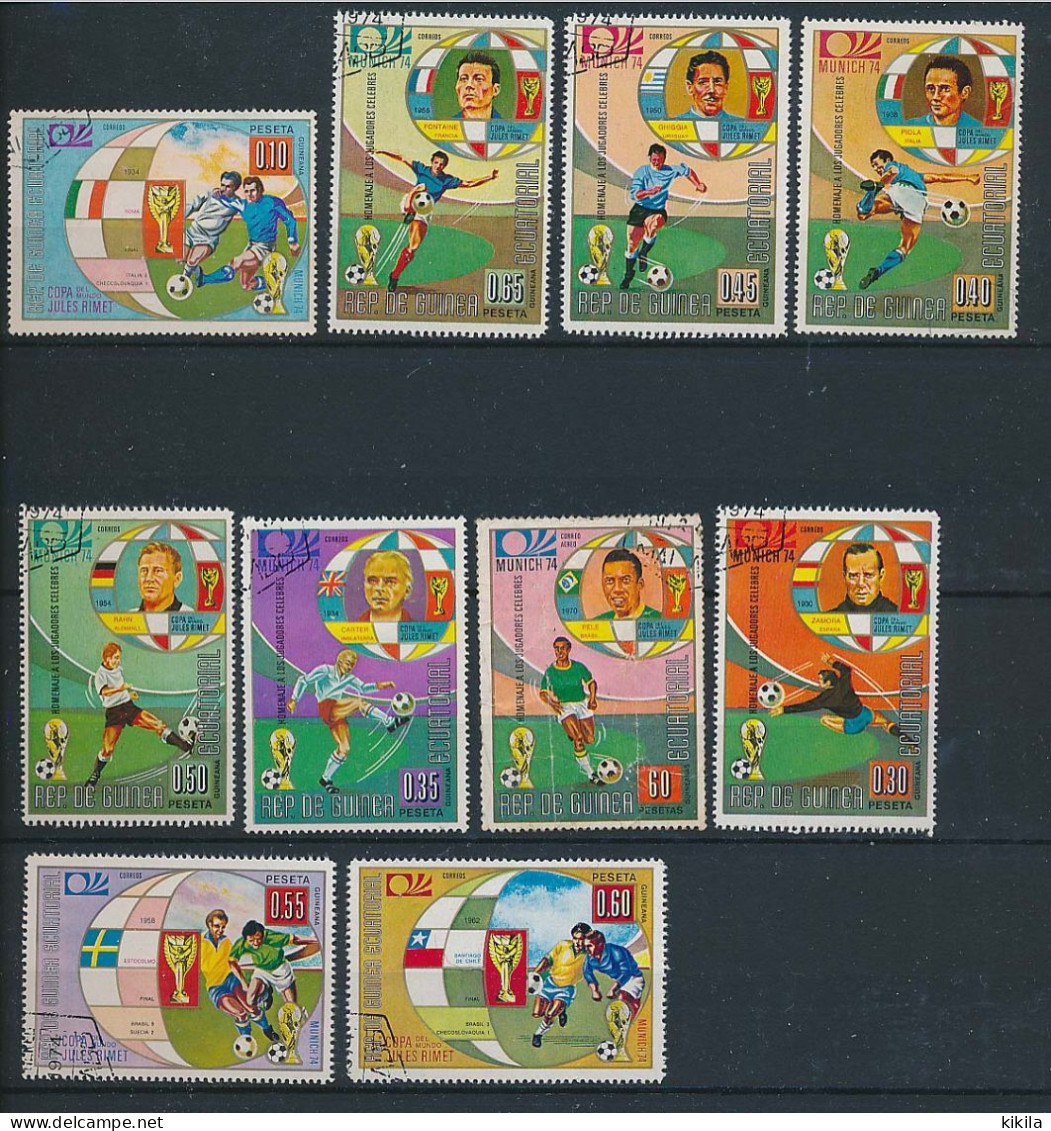 10 Timbres Oblitérés GUINEE EQUATORIALE X-5 Coupe Du Monde Jules Rimet De Football Munich 1974 Allemagne - 1974 – Germania Ovest