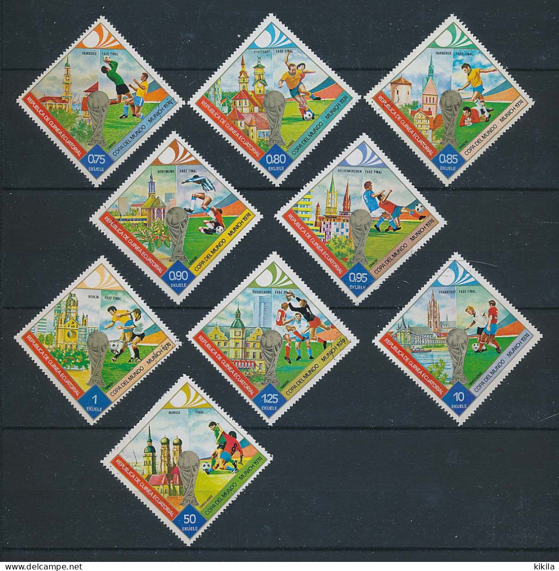 9 Timbres Oblitérés GUINEE EQUATORIALE X-5 Coupe Du Monde Jules Rimet De Football Munich 1974 Allemagne - 1974 – Allemagne Fédérale