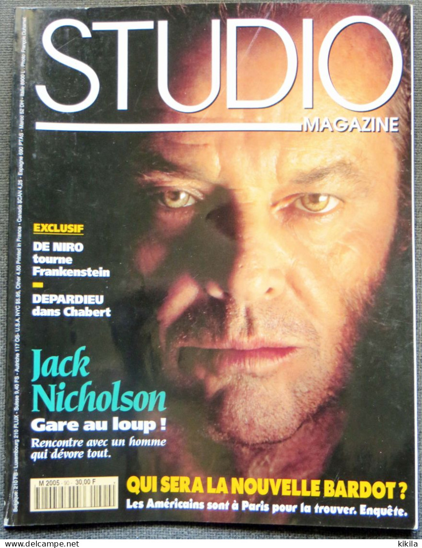 Revue STUDIO Magazine N° 90 Septembre 1994 (?) Jack Nicholson - De Niro "Frankenstein" Branagh - "Speed" Keanu Reeves -* - Cinéma