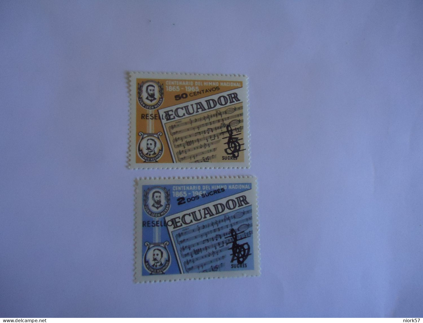 ECUADOR MLN  2 STAMPS RESELLO  1965 - Ecuador