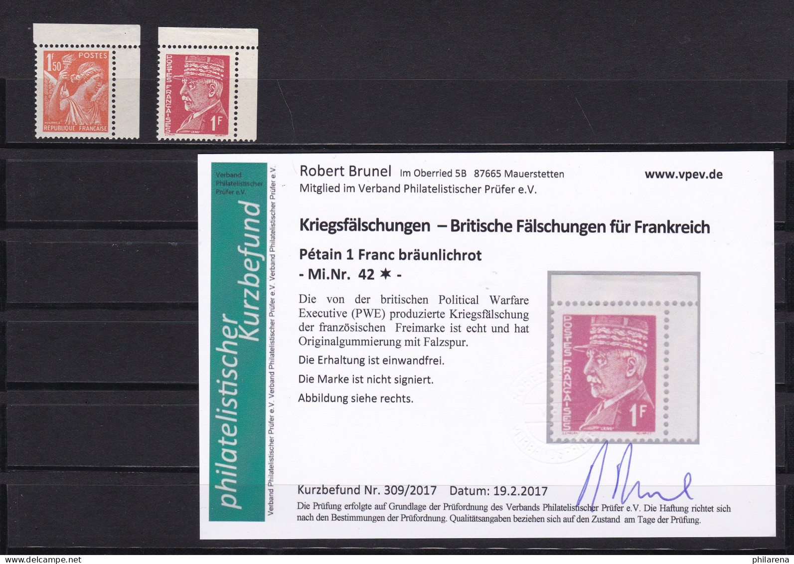 Kriegsfälschung: Britische Fälschung Für Frankreich;MiNr.  38, 42, * - Kriegs- Und Propaganda- Fälschungen