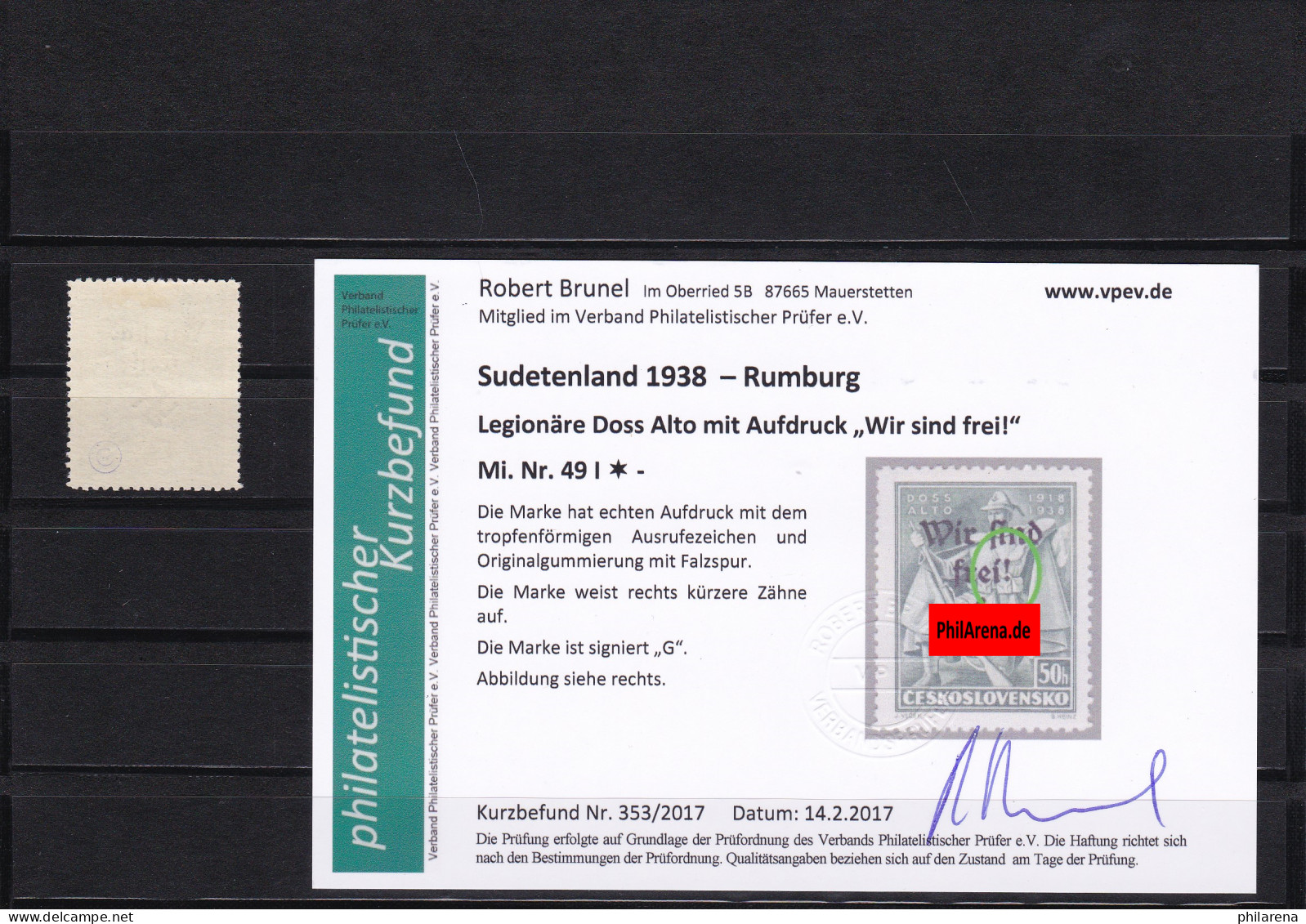 Sudetenland: Rumburg, MiNr. 49I, * - Sudetenland