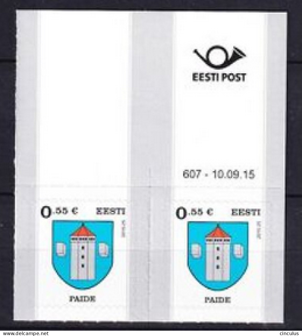2015. Estonia. Coat Of Arms Of Paide. MNH. Mi. Nr. 838 (pair) - Estland