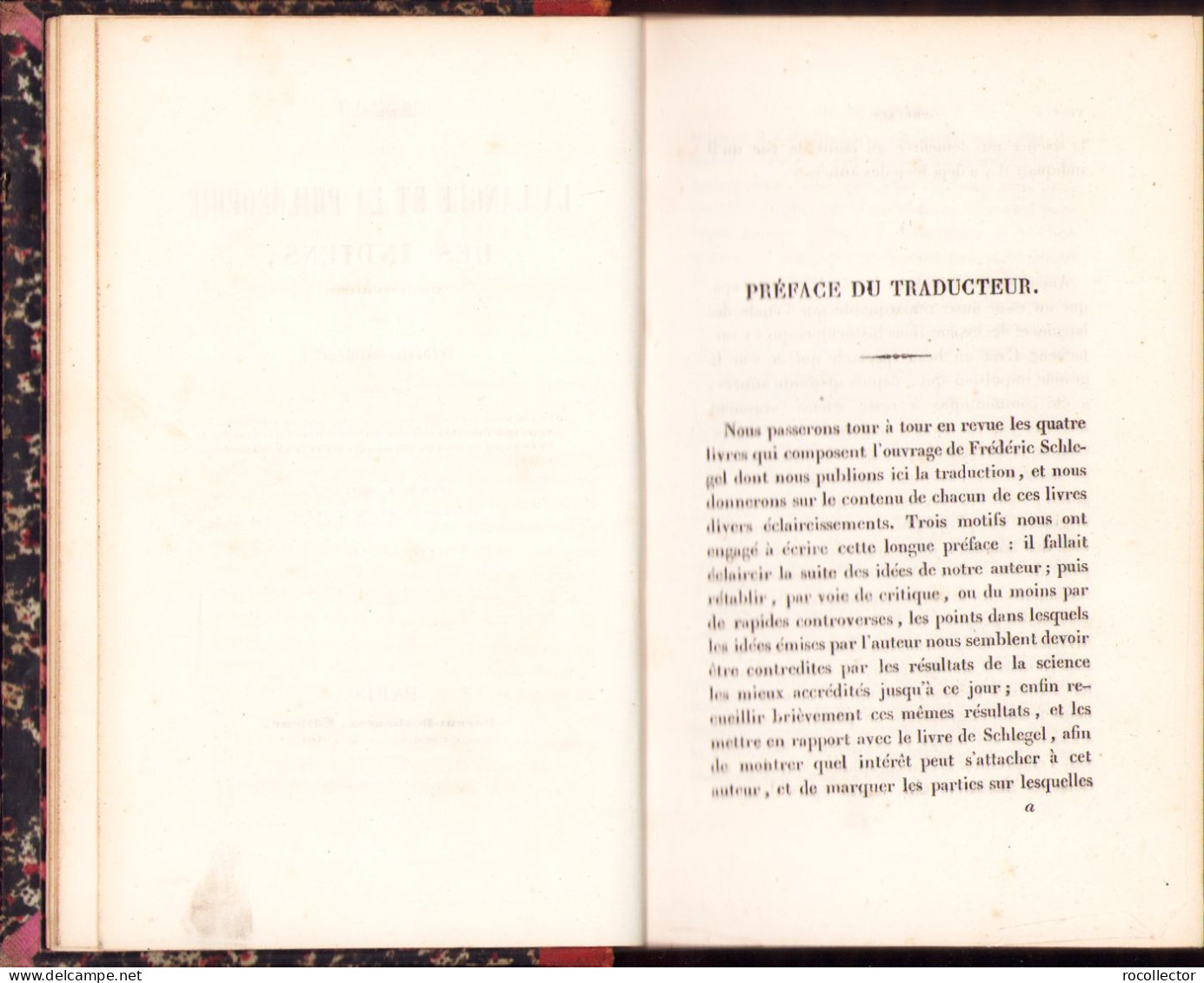 Essai Sur La Langue Et La Philosophie Des Indiens Traduit De L’allemand Par Frederic Schlegel, 1837 402SP - Old Books
