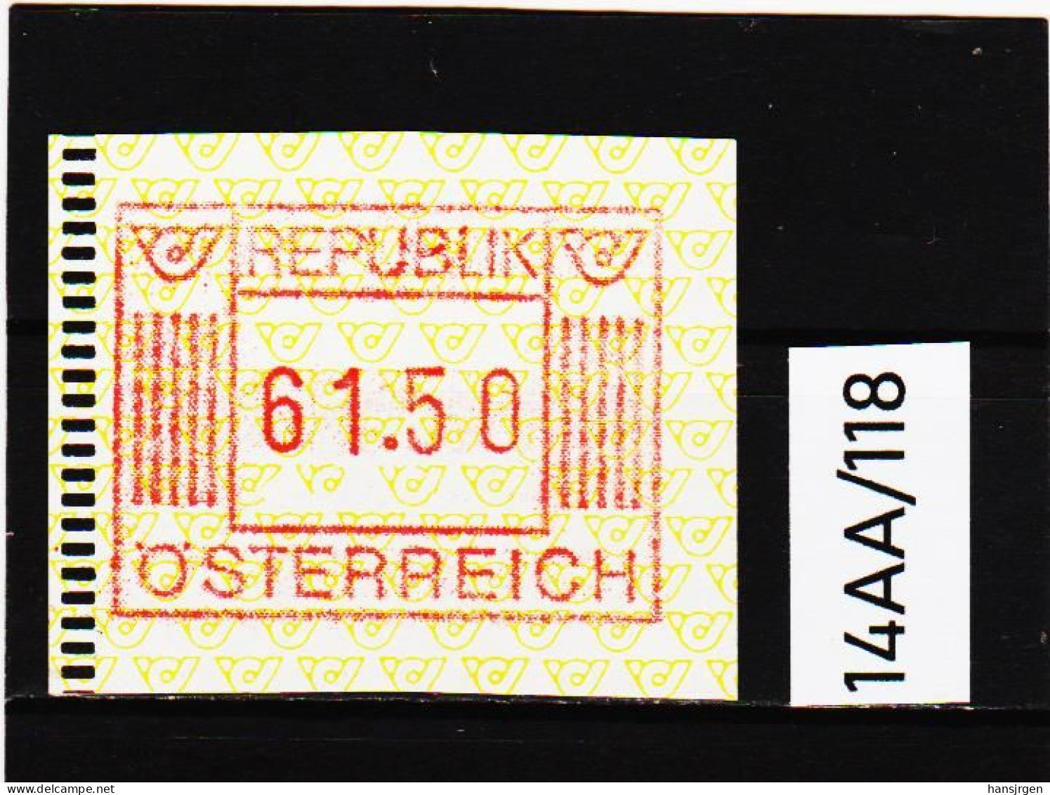 14AA/118  ÖSTERREICH 1983 AUTOMATENMARKEN  A N K  1. AUSGABE  61,50 SCHILLING   ** Postfrisch - Automatenmarken [ATM]