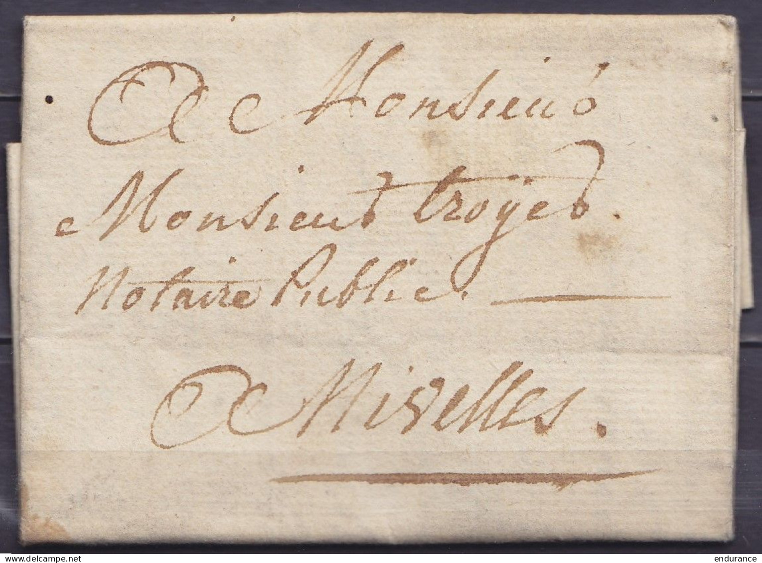 L. Datée 9 Février 1798 De BRUXELLES Pour Notaire Public à NIVELLES - 1794-1814 (Periodo Francese)