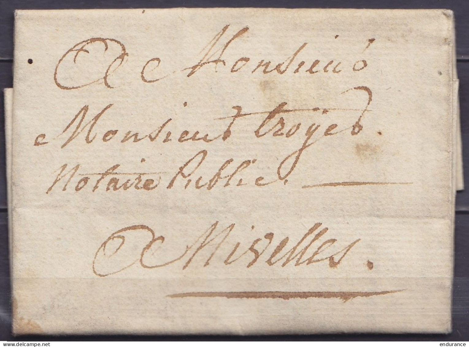 L. Datée 9 Février 1798 De BRUXELLES Pour Notaire Public à NIVELLES - 1794-1814 (French Period)