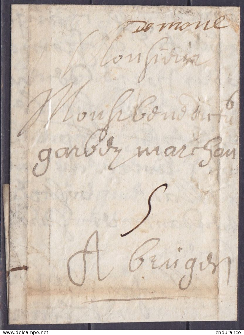 L. Datée 19 Août 1705 De MONS Pour BRUGES - Port "5" - 1621-1713 (Paesi Bassi Spagnoli)