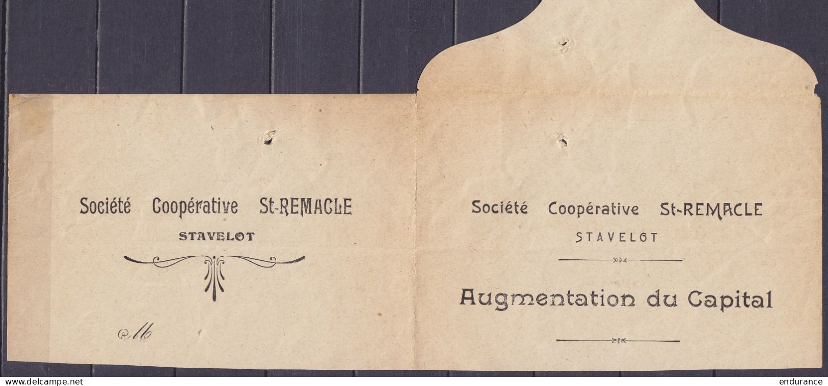 Imprimé "Société Coopérative St-Remacle" Affr. N°136 Càpt STAVELOT/ 11.3.1920 (cachet Allemand "Belgien" Gratté) Pour E/ - 1915-1920 Albert I.