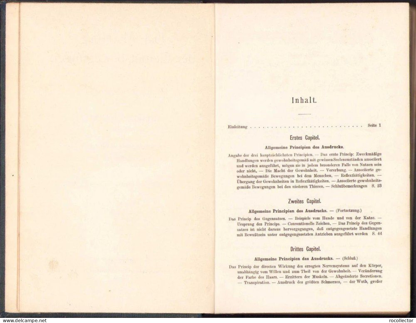 Der Ausdruck Der Gemütsbewegungen Bei Dem Menschen Und Den Tieren Von Charles Darwin, 1908, Stuttgart 318SP - Livres Anciens