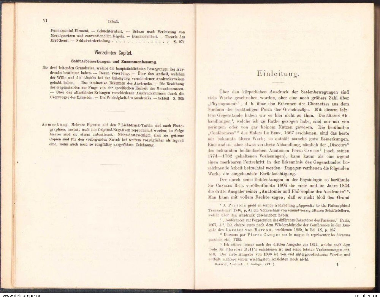 Der Ausdruck Der Gemütsbewegungen Bei Dem Menschen Und Den Tieren Von Charles Darwin, 1908, Stuttgart 318SP - Oude Boeken