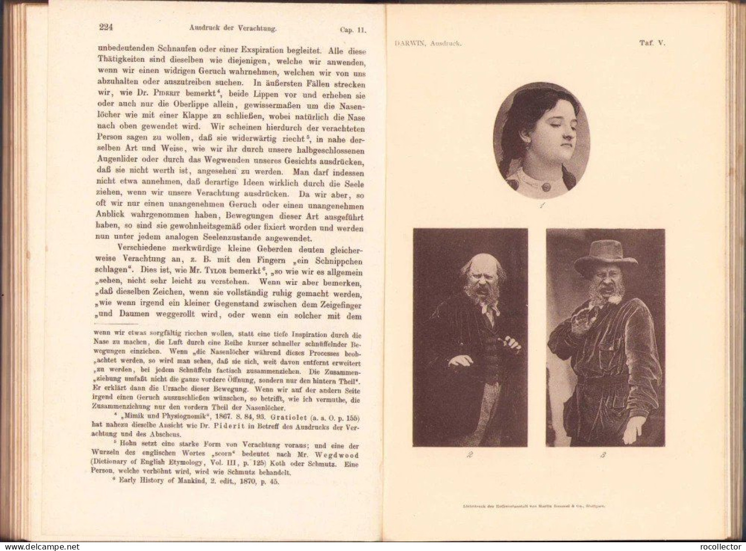 Der Ausdruck der Gemütsbewegungen bei dem Menschen und den Tieren von Charles Darwin, 1908, Stuttgart 318SP