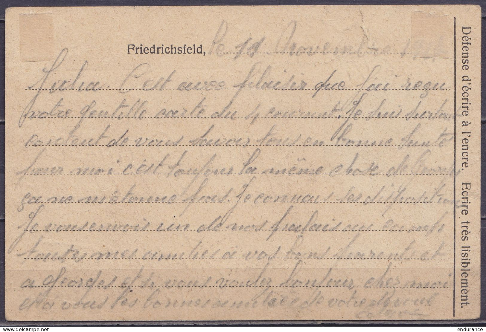 Carte De Prisonnier Feldpostkarte Kriegsgefangenensendung En Franchise Illustrée à La Main Datée 11 Novembre 1917 De FRI - Prigionieri