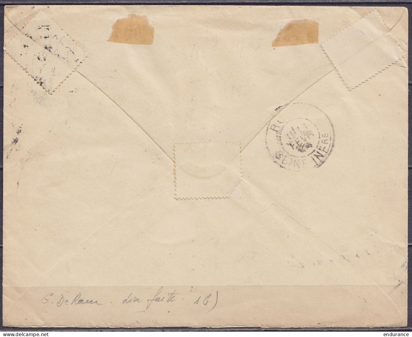 EP Env. 10c Rouge-brun (type N°57) + N°57+53 + 2xN°54 Càd BRUXELLES (SUD-OUEST)/10 FEVR 1894 Pour ROUEN - Càd Ambulant " - Briefe