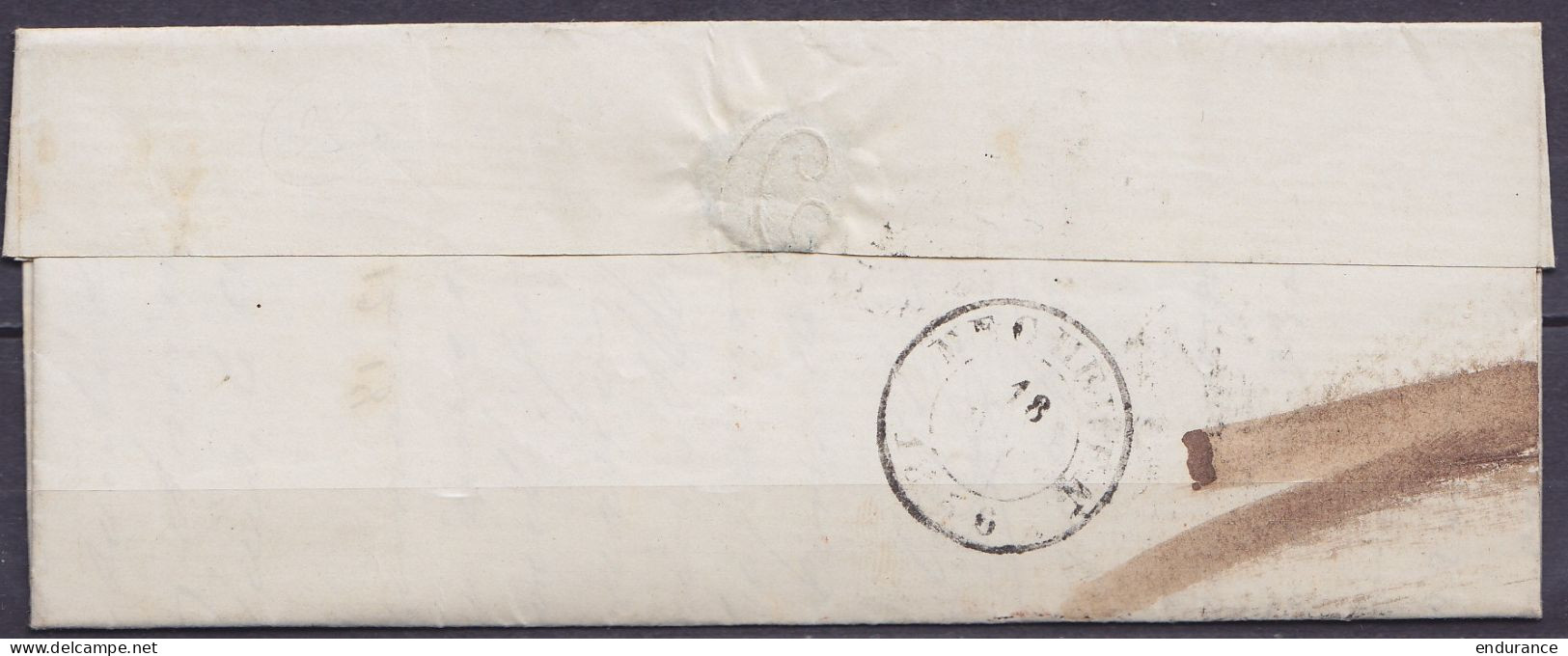 L. De Achel Affr. N°7 P69 Càd OVERPELT /17 DEC 1856 Pour RECKHEIM - Boîte Rurale "E" (au Dos: Càd Arrivée MECHELEN) - 1851-1857 Médaillons (6/8)