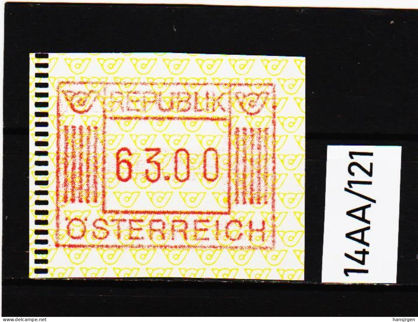 14AA/121  ÖSTERREICH 1983 AUTOMATENMARKEN  A N K  1. AUSGABE  63,00 SCHILLING   ** Postfrisch - Machine Labels [ATM]