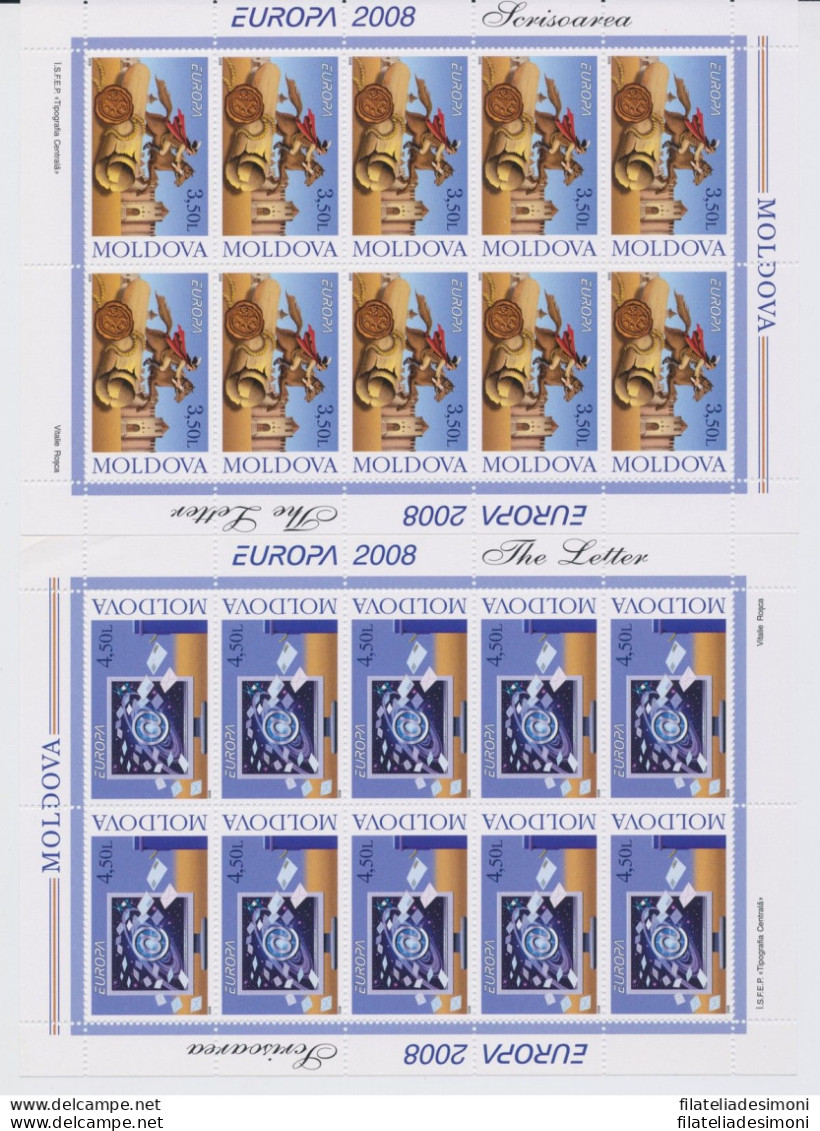 2008 EUROPA CEPT Moldavia, Moldova 2 Minifogli , La Lettera ,  MNH** - Other & Unclassified