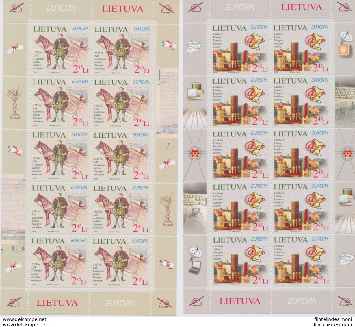 2008 EUROPA CEPT Lituania/Lietuva2 Minifogli &quot;La Lettera MNH** - Other & Unclassified