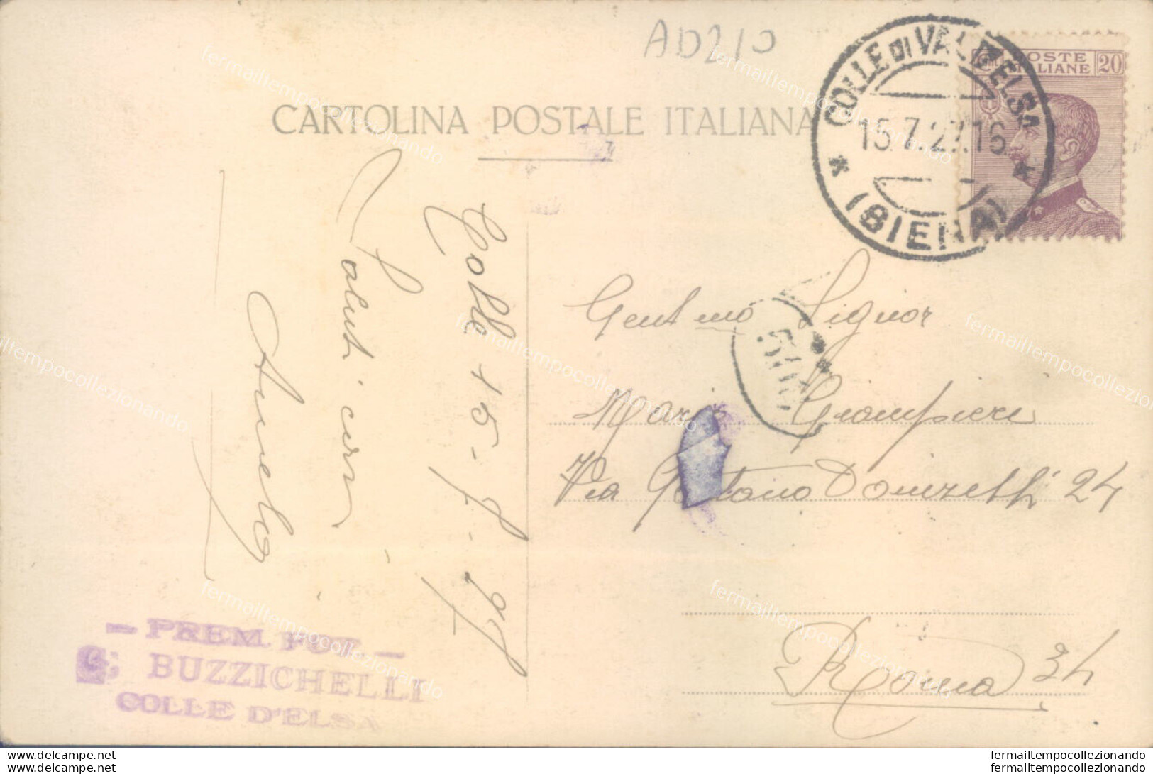 Ad210 Cartolina Fotografica  Colle Di Valdelsa 1927 Provincia Di Siena - Siena