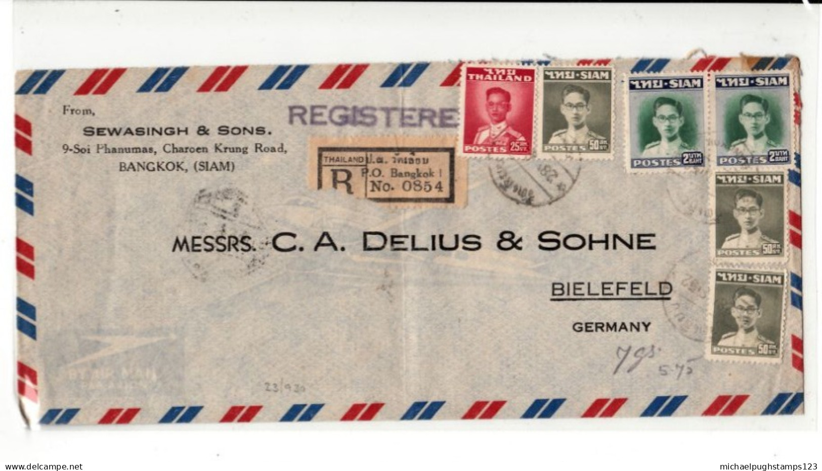 Thailand / Airmail / Rama 9 / Germany - Tailandia