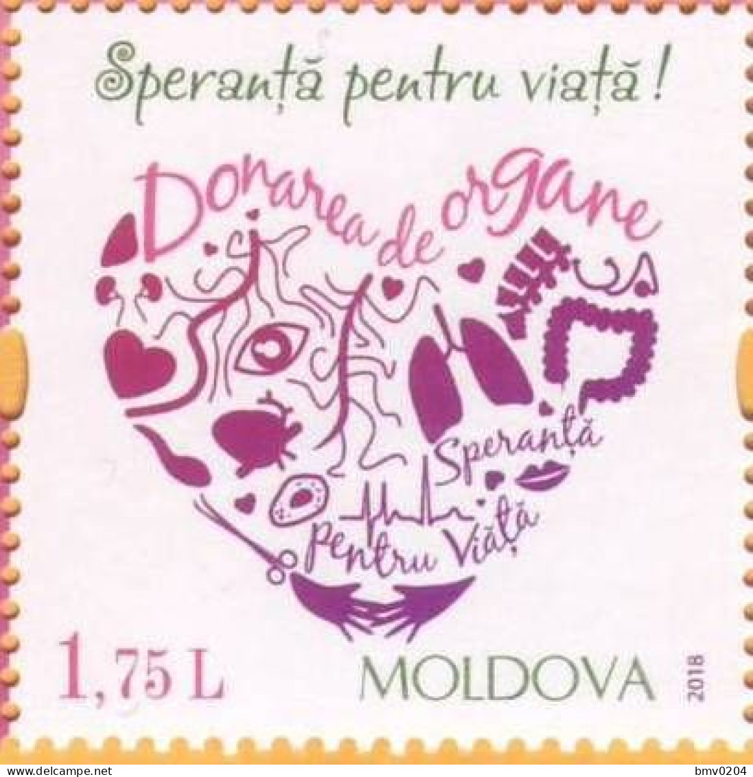 2018 Moldova Moldavie   Medicine. " European Program For Organ Donation And Transplantation. "Hope For Life" 1v Mint - First Aid