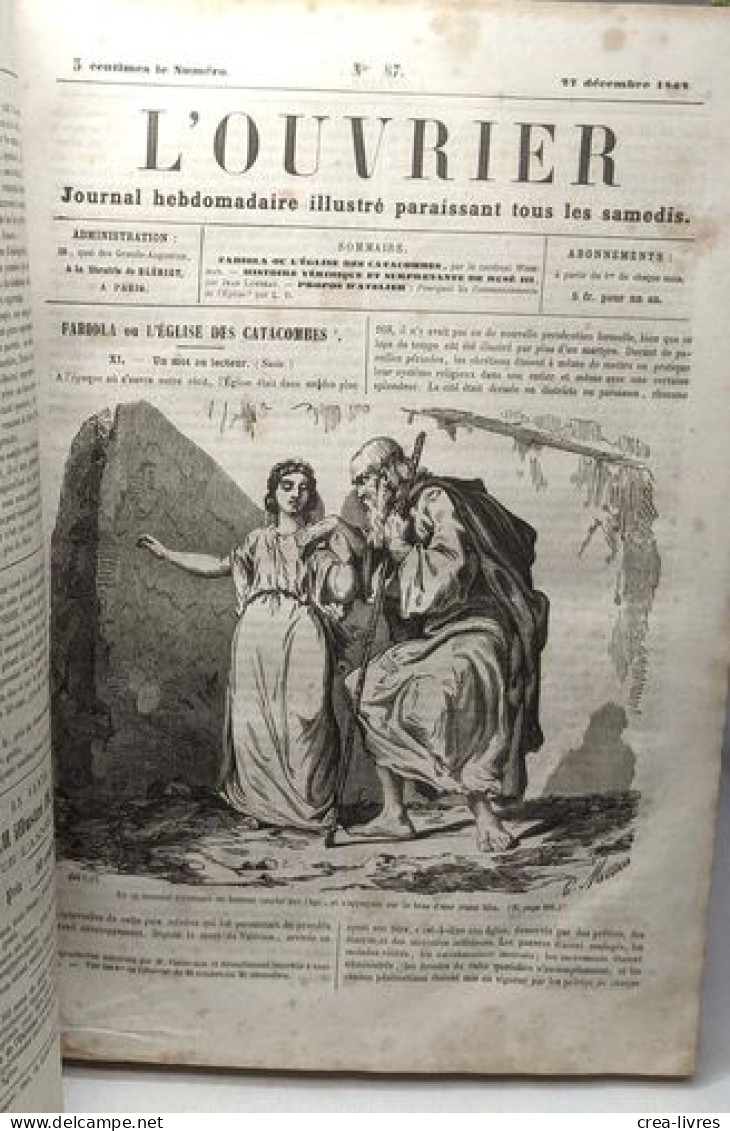 L'ouvrier - Journal Hebdomadaire Illustré Paraissant Tous Les Samedis - N°78 / 25 Octobre 1862 Au N°139 26 Décembre 1863 - Non Classés