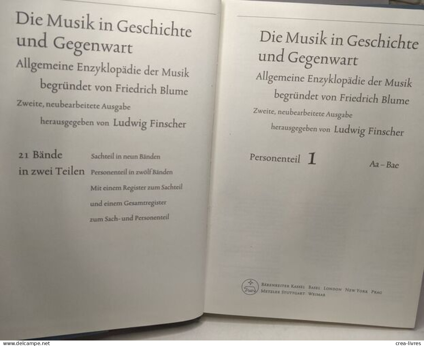 Die Musik In Geschichte Und Gegenwart (MGG). Personenteil Band 1: Aa-Bae: Allgemeine Enzyklopädie Der Musik (Die Musik I - Musique