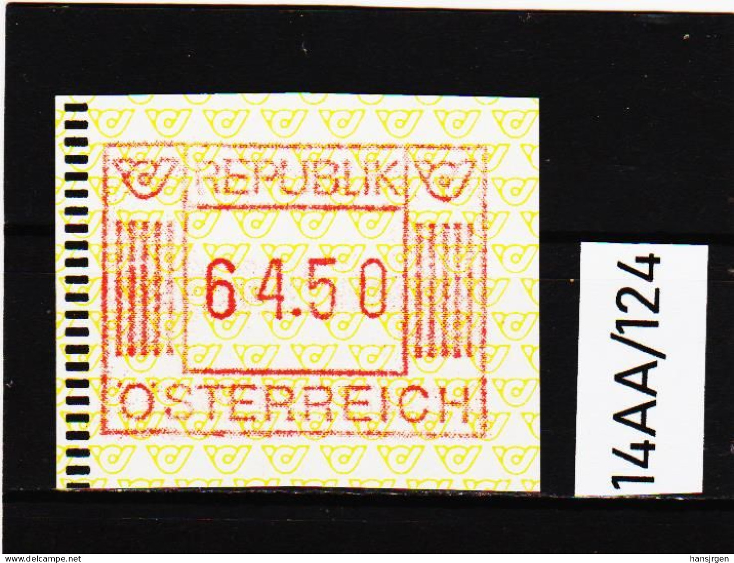 14AA/124  ÖSTERREICH 1983 AUTOMATENMARKEN  A N K  1. AUSGABE  64,50 SCHILLING   ** Postfrisch - Automatenmarken [ATM]