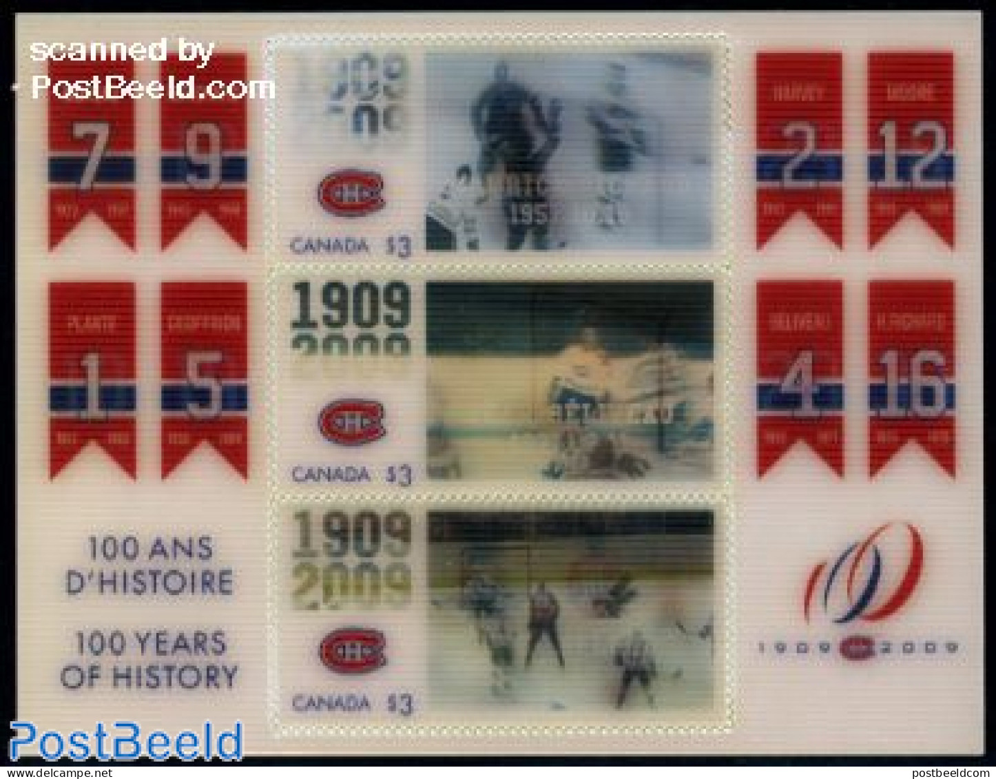 Canada 2009 100 Years Ice-Hockey S/s, 3-D, Mint NH, Sport - Various - Ice Hockey - Sport (other And Mixed) - 3-D Stamps - Ungebraucht