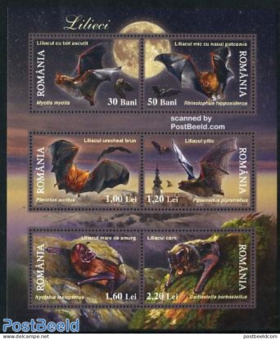 Romania 2006 Bats 6v M/s, Mint NH, Nature - Animals (others & Mixed) - Bats - Neufs