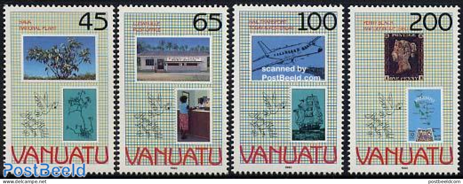 Vanuatu 1990 Stamp World London 4v, Mint NH, Transport - Philately - Stamps On Stamps - Ships And Boats - Timbres Sur Timbres