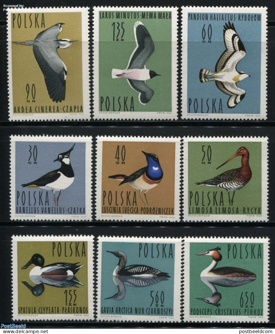 Poland 1964 Birds 9v, Mint NH, Nature - Birds - Ducks - Nuevos