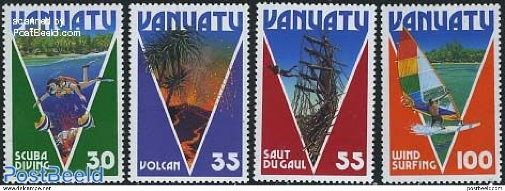 Vanuatu 1986 Tourism 4v, Mint NH, History - Nature - Sport - Transport - Various - Geology - Fish - Diving - Fun Sport.. - Fishes