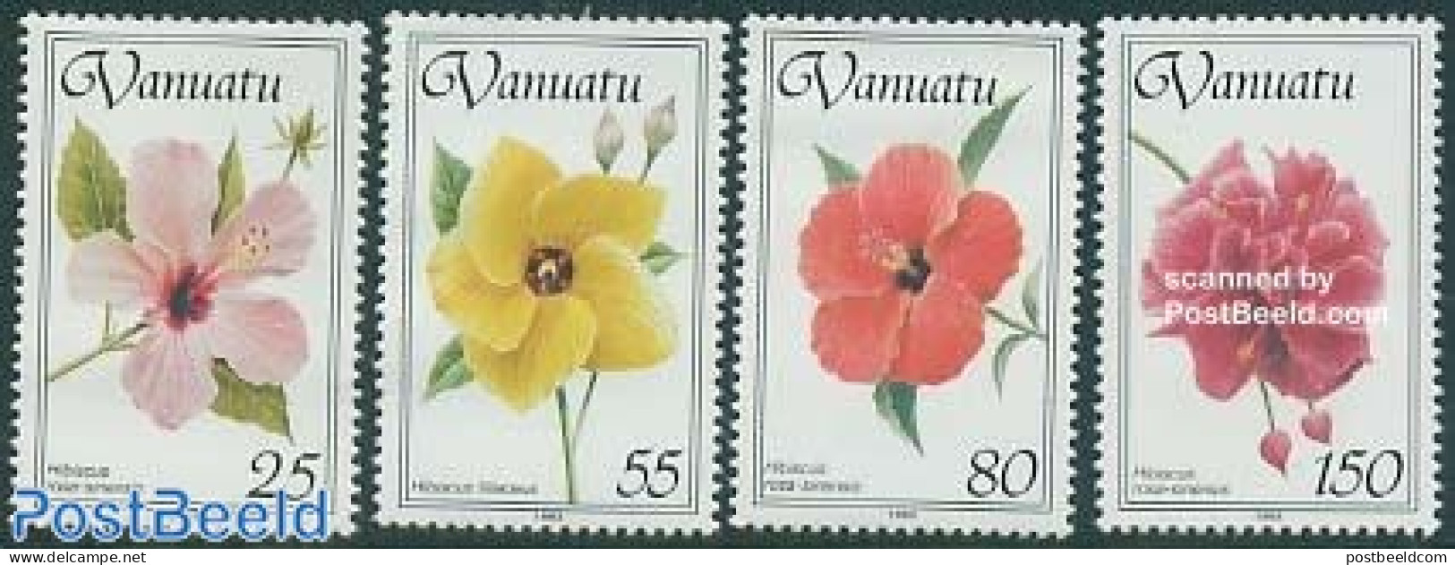 Vanuatu 1993 Hibiscus Flowers 4v, Mint NH, Nature - Flowers & Plants - Vanuatu (1980-...)