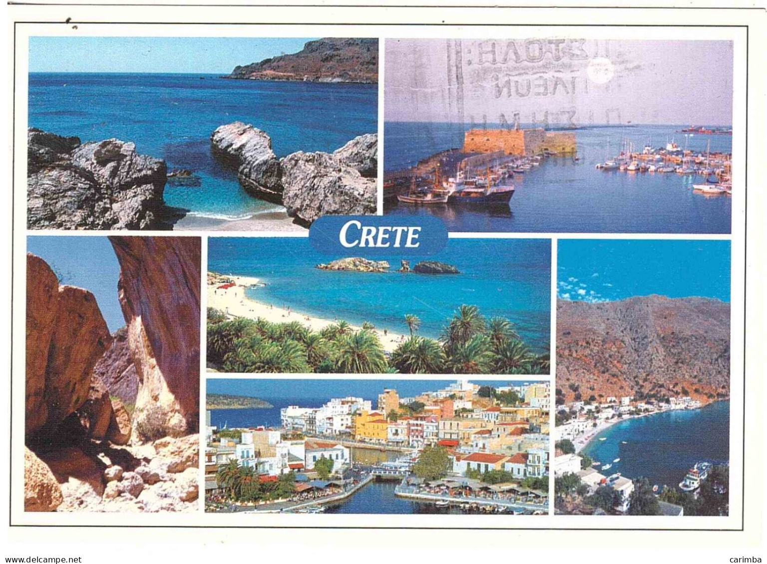 CARTOLINA PER ITALIA CRETE CON ANNULLO TARGHETTA - Storia Postale