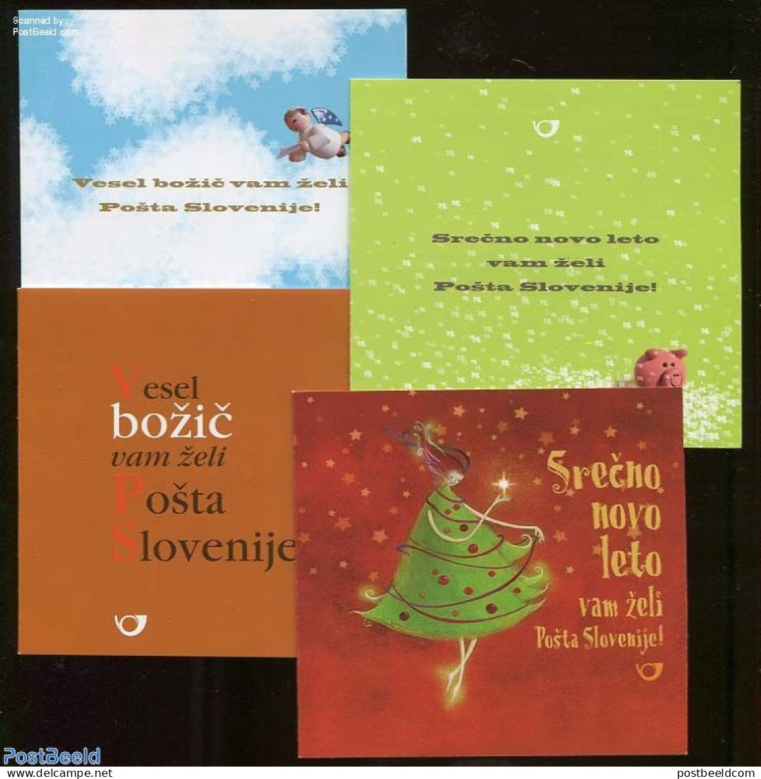 Slovenia 2012 Christmas, 4 Foil Booklets, Mint NH, Religion - Christmas - Stamp Booklets - Noël