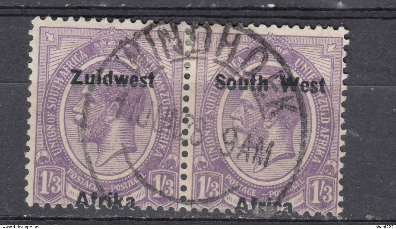 South West Africa 1923 - Overprinted 1/3, Pair,  Vf Used (e-740) - Südwestafrika (1923-1990)